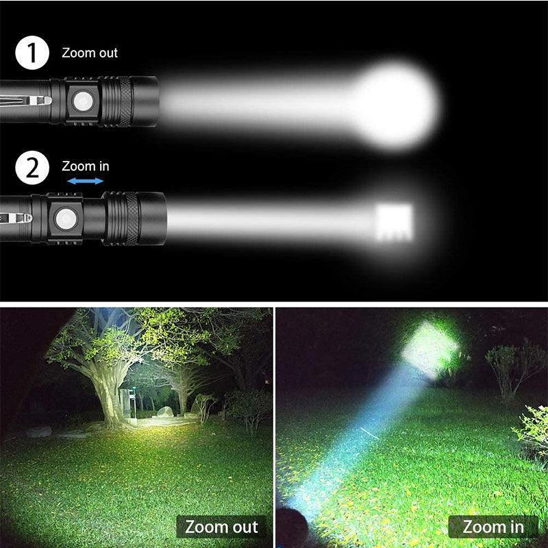 P50 Strong Light Zoom Flashlight Battery Display Usb Rechargeable Outdoor Lighting Strong Light Flashlight - Nioor