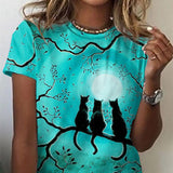 Pattern Painting 3D Printing Short-sleeved Women's T-shirt - Nioor