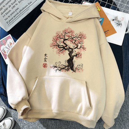 Peach Tree Autumn And Winter Polyester Hooded Sweater - Nioor