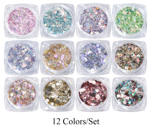 Pentagram colorful sequins glitter colorful shell paper - Nioor