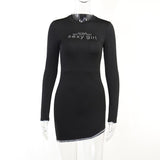 Personalized Rhinestone Slim-fit Sheath Dress - Nioor