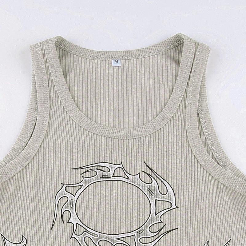 Personalized Whirlwind Flame Print Basic Slim Sports Vest - Nioor