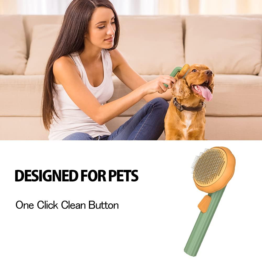 Pet Pumpkin Brush, Pet Grooming Self Cleaning Slicker Brush For Dogs Cats Puppy Rabbit, Cat Brush Grooming Gently Removes Loose Undercoat, Mats Tangled Hair Slicker Brush - Nioor