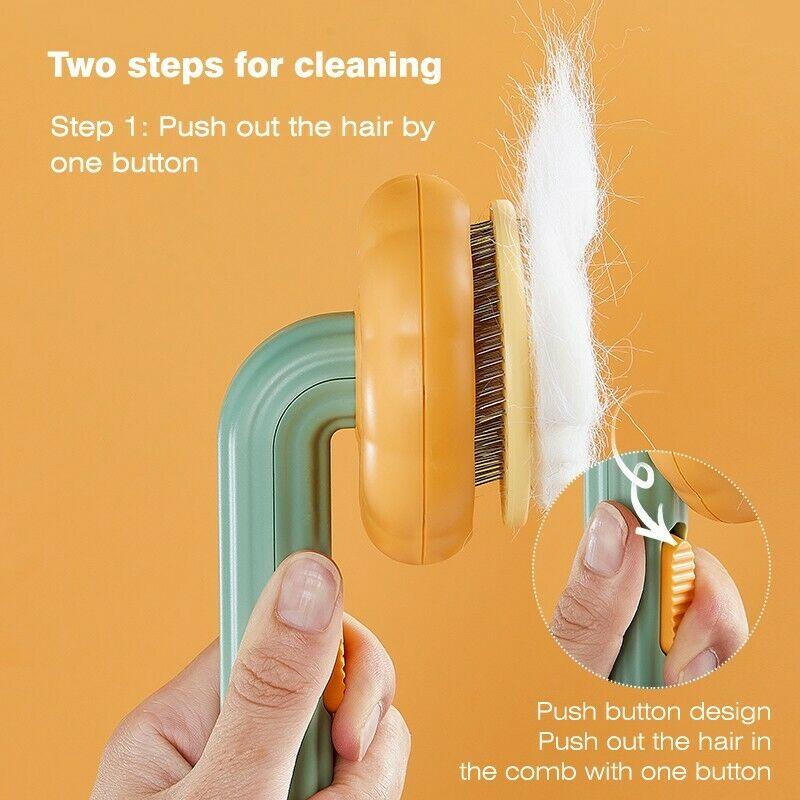 Pet Pumpkin Brush, Pet Grooming Self Cleaning Slicker Brush For Dogs Cats Puppy Rabbit, Cat Brush Grooming Gently Removes Loose Undercoat, Mats Tangled Hair Slicker Brush - Nioor