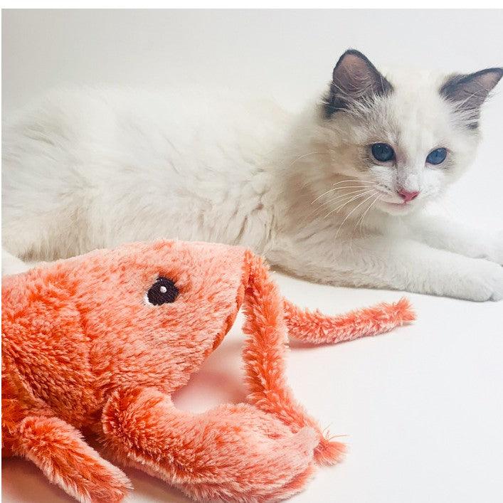 Pet Toys Electric Jumping Shrimp USB Charging Simulation Lobster Funny Cat Plush Pets Toy - Nioor