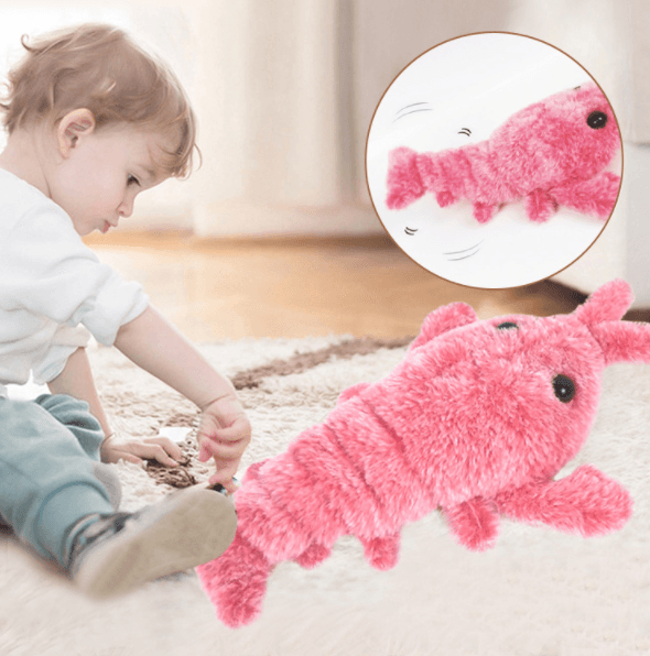 Pet Toys Electric Jumping Shrimp USB Charging Simulation Lobster Funny Cat Plush Pets Toy - Nioor