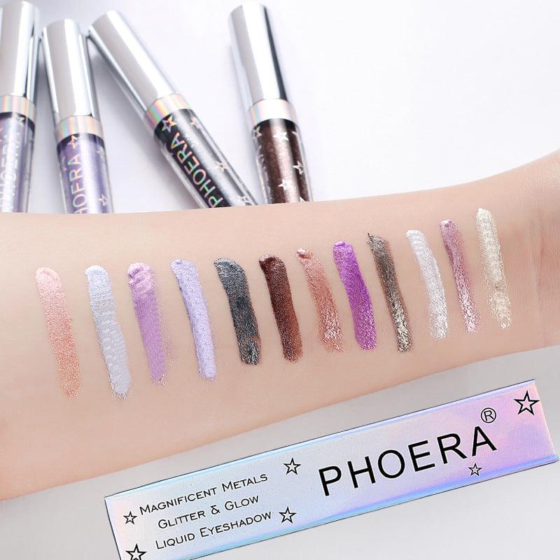 PHOERA Magnificent Metals Glitter and Glow Liquid Eyeshadow 12 Colors - Nioor