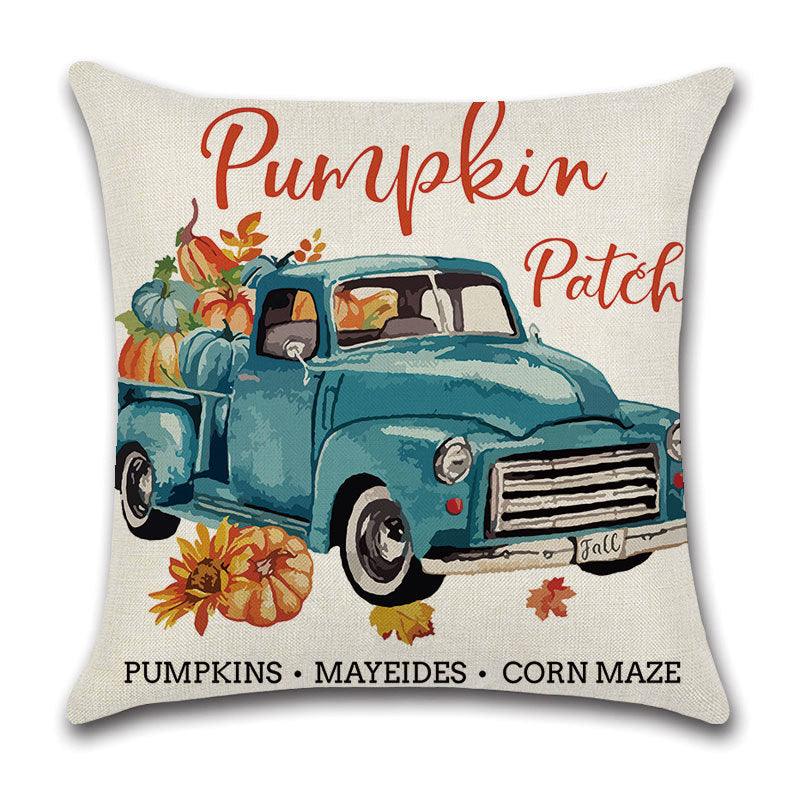 Pillowcase Linen Pumpkin Cartoon Car Thanksgiving Wreath - Nioor
