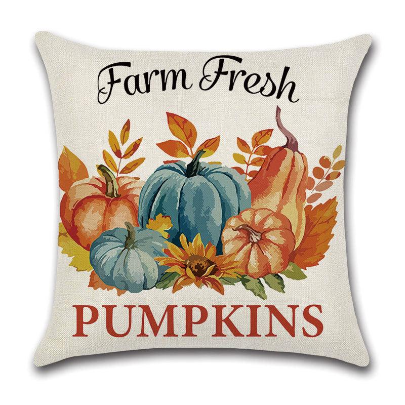 Pillowcase Linen Pumpkin Cartoon Car Thanksgiving Wreath - Nioor