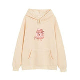 Pink Milk Carton Comfortable Loose-fitting Hoodie - Nioor