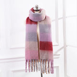 Plaid Mohair Scarf Colored Ladies - Nioor