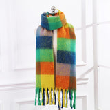 Plaid Mohair Scarf Colored Ladies - Nioor