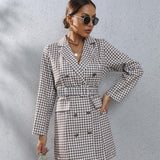 Plaid Printed Business Suit And Dress - Nioor