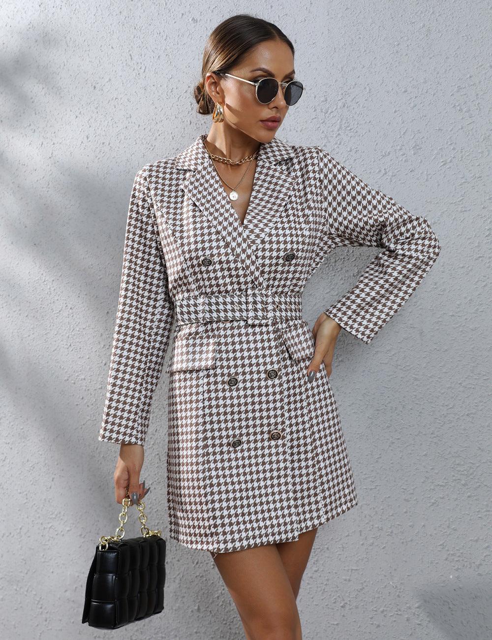 Plaid Printed Business Suit And Dress - Nioor