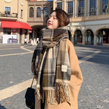 Plaid Scarf For Women Thickened Warm - Nioor