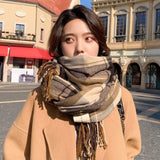 Plaid Scarf For Women Thickened Warm - Nioor