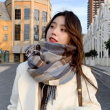 Plaid Scarf For Women Thickened Warm - Nioor