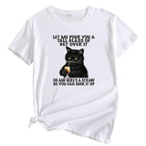 Plus Size Cat Printing Cotton Round Neck Short Sleeve - Nioor