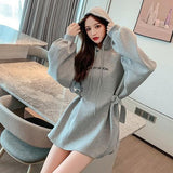 Plus Size Women's Fashion Mid Length Hooded Sweater - Nioor