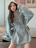 Plus Size Women's Fashion Mid Length Hooded Sweater - Nioor