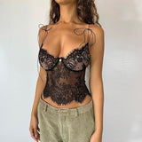 Popular Lace Small Sling Summer Low-cut See-through V-neck Vest - Nioor