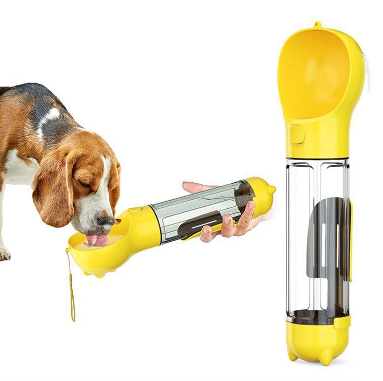 Portable Cat Dog Water Bottle Food Feeder Drinker Poop Dispenser 3 In 1 Leak-proof Multifunctional Dog Water Bottle - Nioor