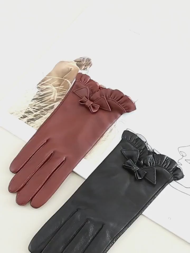 Women's Winter Warm Touch Screen Leather Gloves