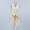 Women's Fashion Casual Cotton Linen Vest Shorts Casual Suit