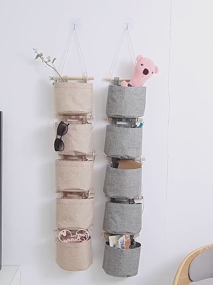 Home Grey Wall Hanging Sundries Storage Sack