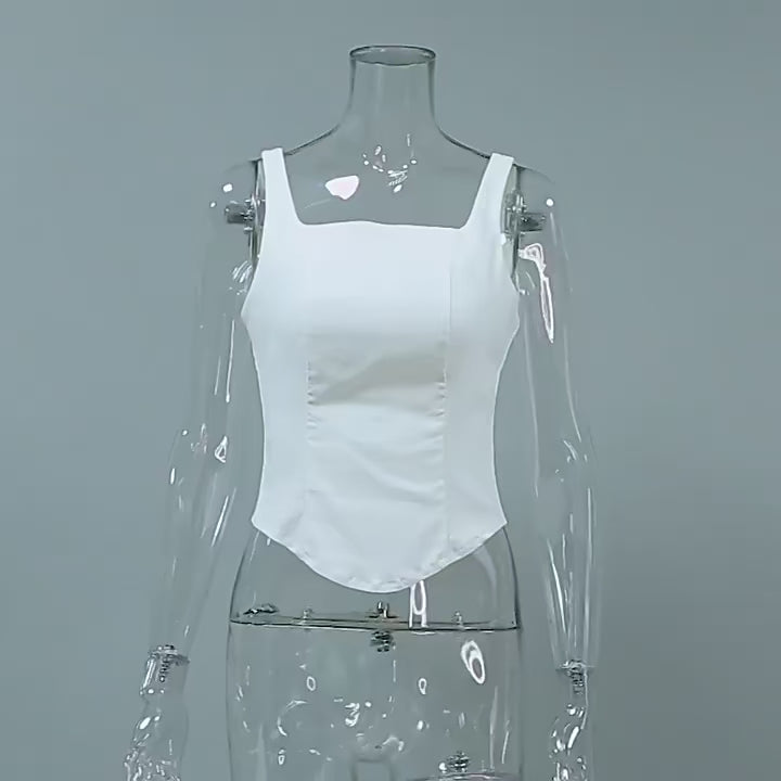 Inner Design White Square-cut Collar Sleeveless Top