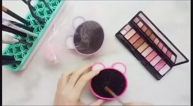 Makeup brush cleaning box