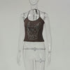 Women's Graceful And Fashionable Rhinestone Lace-up Halterneck U-neck Slim Vest