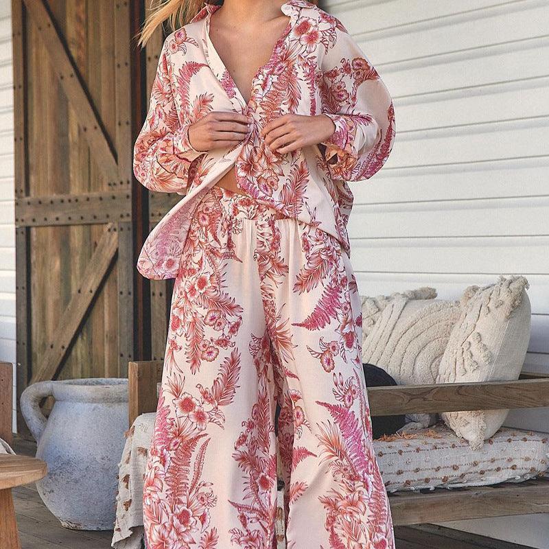 Printed Long Sleeve Women's Suit - Nioor