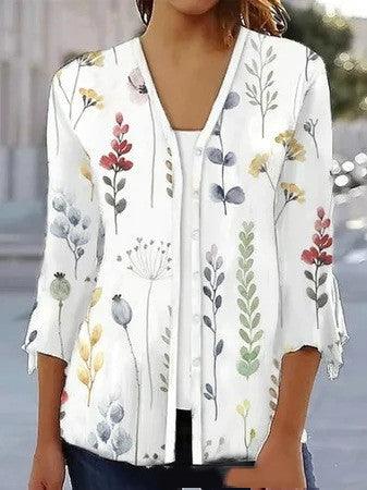 Printed Quarter Sleeved Cardigan Knit - Nioor