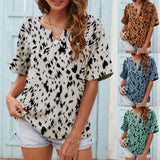 Printed V-neck Short-sleeved Casual Top T-shirt For Women - Nioor