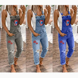 Printed Washed Women's Overalls - Nioor