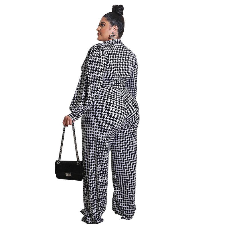 Puff Sleeve Women's Printed Jumpsuit Loose - Nioor