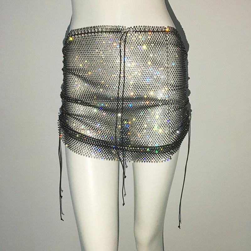 Punk Rhinestone Spaghetti Strap Bra Music Festival Top - Nioor