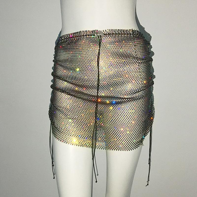 Punk Rhinestone Spaghetti Strap Bra Music Festival Top - Nioor