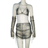 Punk Rhinestone Spaghetti Strap Bra Music Festival Top - Nioor