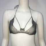 Punk Rhinestone Spaghetti Strap Bra Music Festival Top - Nioor