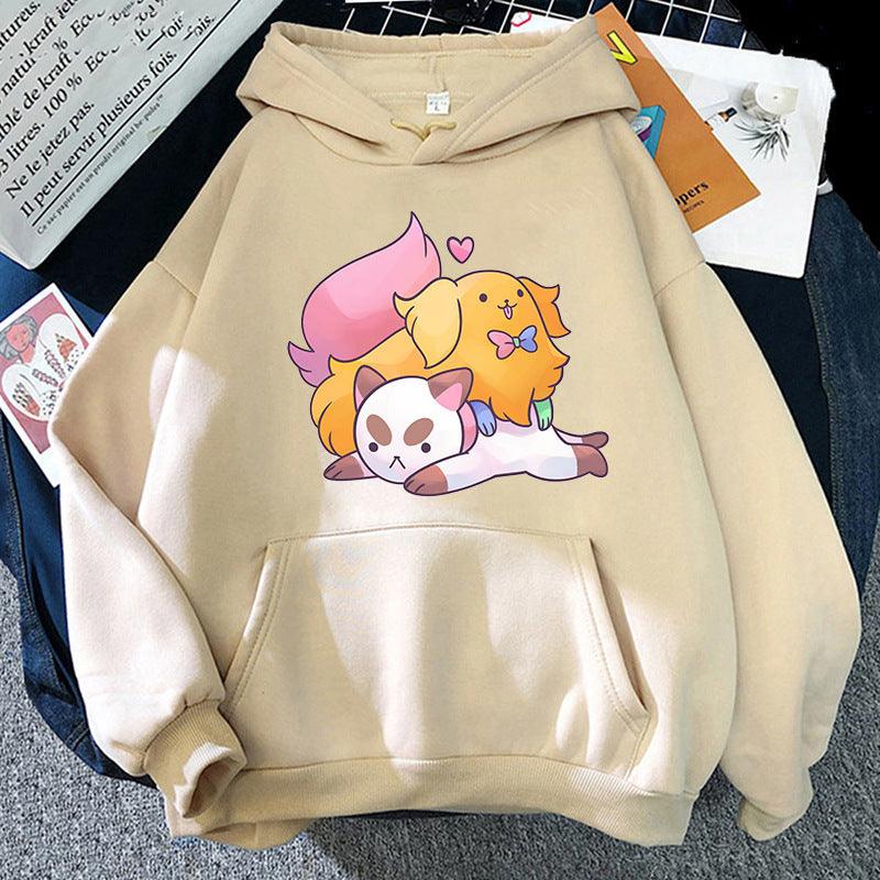 Puppy And Cat Cartoon Cute Printed Sweater - Nioor