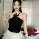 Pure Desire Halter Flower Camisole Women's Inner Knitted Bottoming Summer Outer Wear Underwear Tube Top - Nioor