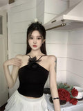 Pure Desire Halter Flower Camisole Women's Inner Knitted Bottoming Summer Outer Wear Underwear Tube Top - Nioor