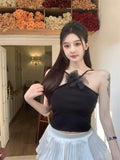 Pure Desire Halter Flower Camisole Women's Inner Knitted Bottoming Summer Outer Wear Underwear Tube Top - Nioor