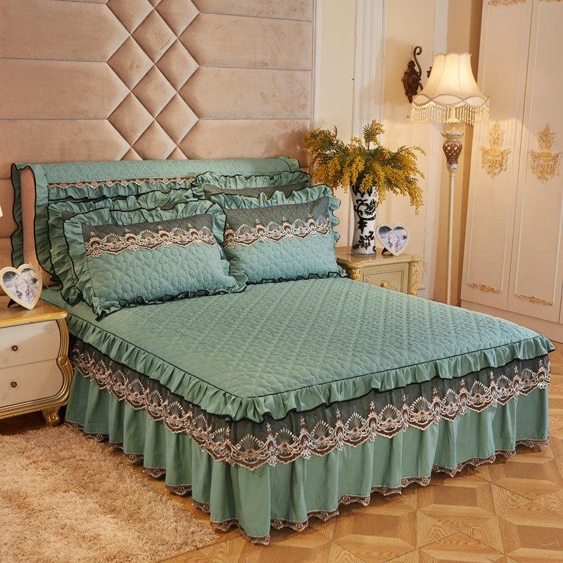 Quilted Lace Bed Skirt Thickened Plus Cotton Bedspread Single Piece Simmons Bed Cover Bed Circumference 1.8m Bed - Nioor