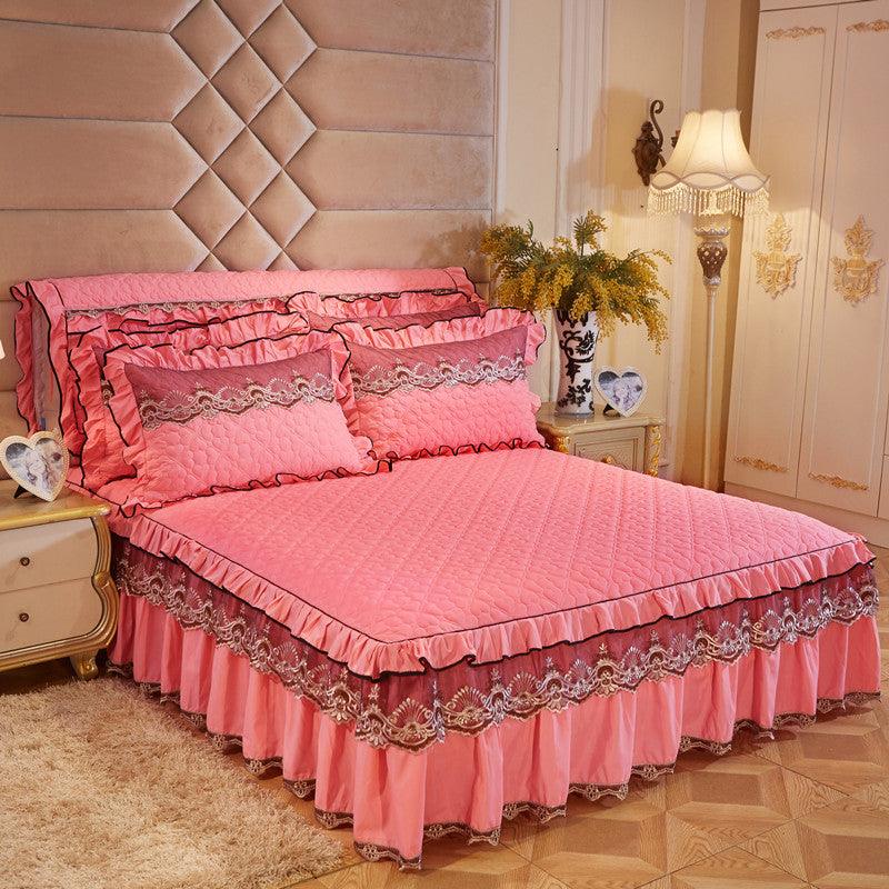 Quilted Lace Bed Skirt Thickened Plus Cotton Bedspread Single Piece Simmons Bed Cover Bed Circumference 1.8m Bed - Nioor