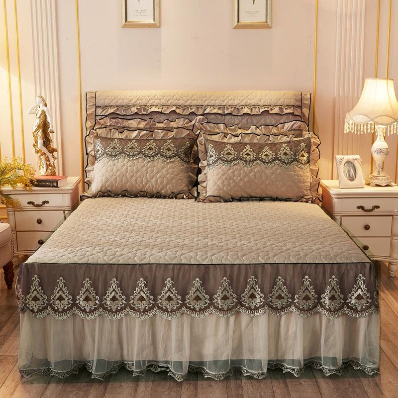 Quilted Lace Bed Skirt Thickened Plus Cotton Bedspread Single Piece Simmons Bed Cover Bed Circumference 1.8m Bed - Nioor