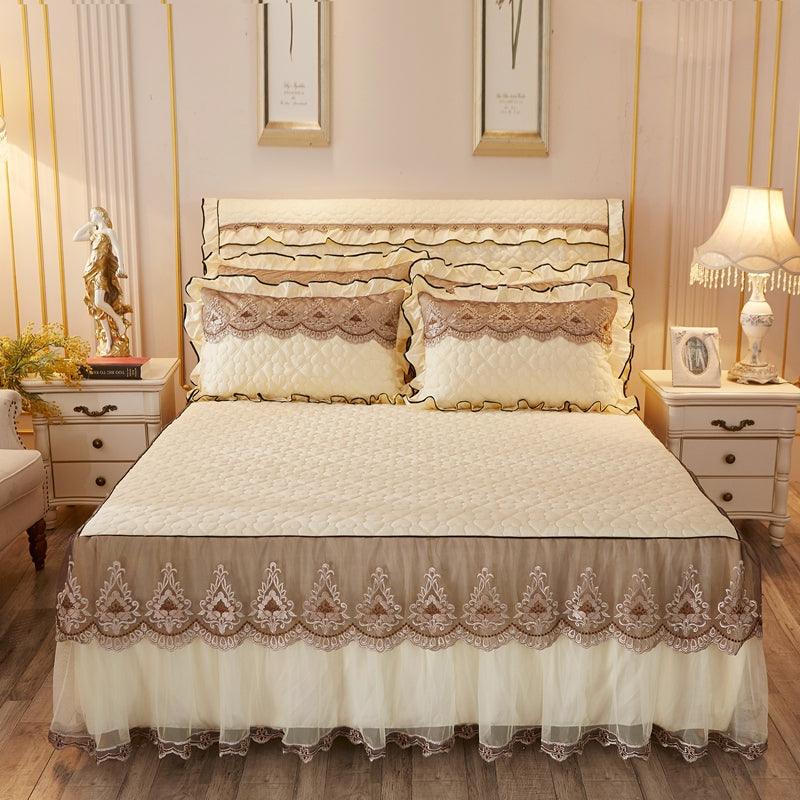 Quilted Lace Bed Skirt Thickened Plus Cotton Bedspread Single Piece Simmons Bed Cover Bed Circumference 1.8m Bed - Nioor