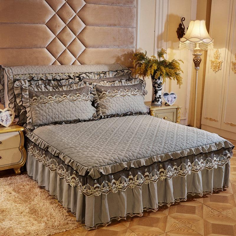 Quilted Lace Bed Skirt Thickened Plus Cotton Bedspread Single Piece Simmons Bed Cover Bed Circumference 1.8m Bed - Nioor